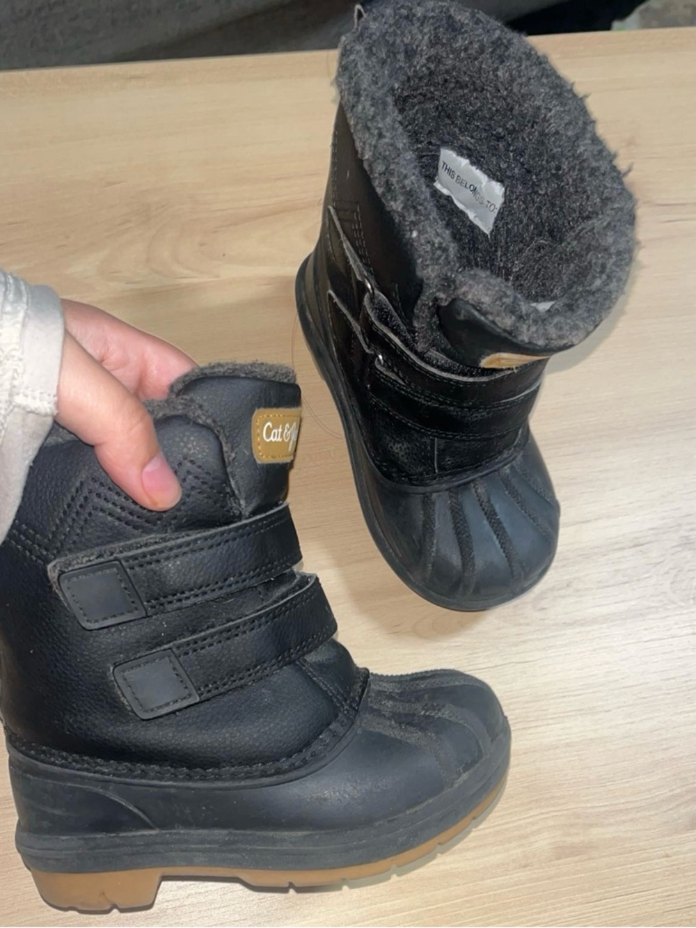 Cat & Jack Black Kids Snow Boots with Fleece Collar